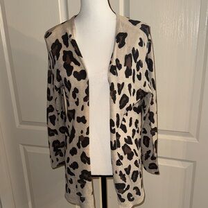 Leopard Print Open Front Cardigan - Size Large